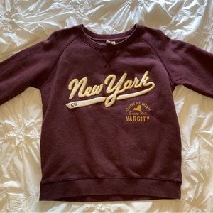 DONATED Maroon Crewneck “New York” Vintage/Varsity Style Size L